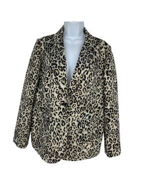 Chico's Metallic Leopard Print Textured Blazer Size 1 US M